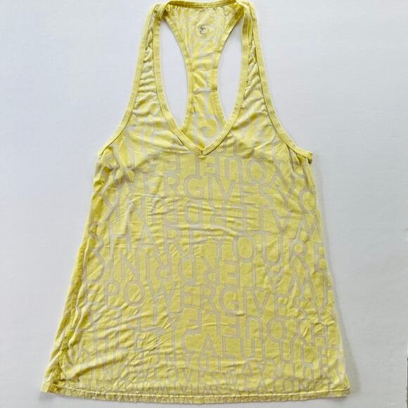 Lululemon Yellow Racerback Tank Burnout Manifesto Size 6 Tissue Loose Fit - Picture 1 of 5